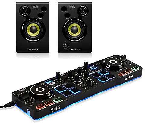 Hercules Starlight Serato Kit de démarrage avec contrôleur DJ et moniteur 32 haut-parleurs