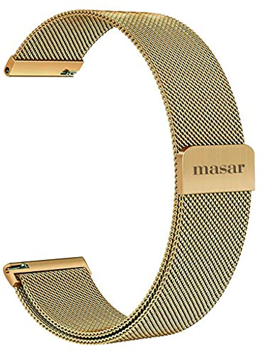 masar 18mm Gold Magnet uhrarmband Milanese Mesh Multibrand - Watch Band, Milanaise, uhrenarmband Magnetisches, Armbanduhr, Magnetarmbänder Goldfarben 20
