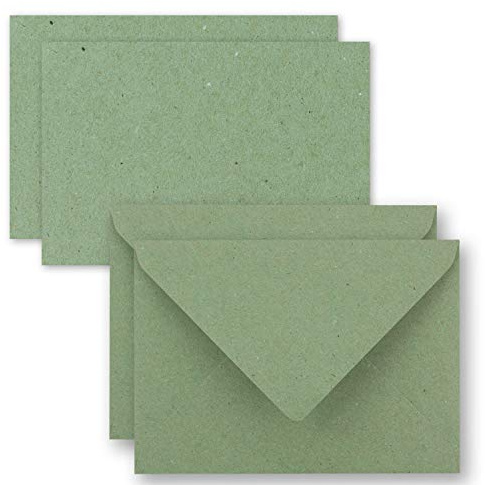 FarbenFroh by Gustav Neuser - Set di 75 fogli di carta kraft con busta - Carte singole DIN A7 - 10,5 x 7,3 cm - 240 g/m² - Verde - con buste da lettere C7 - incollaggio a umido