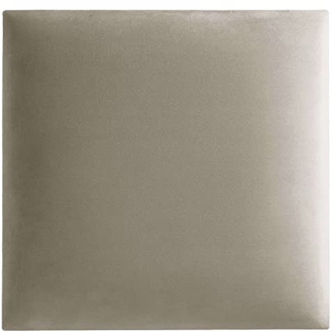 softwalls Wandkissen 30x30 cm Samt Beige, Extra dick 5cm, Wandpolster zum Kleben od. Bohren, Bett Kopfteil Oeko-Tex, Wandpaneele mit 8mm MDF-Platte, Handgefertigt EU Akustikpaneele, Rückenkissen