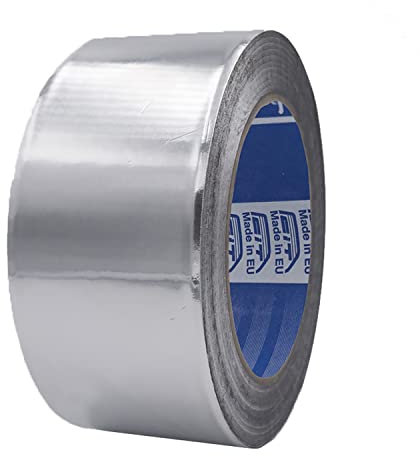 ACIT Cinta aluminio adhesiva alta temperatura, 50 m x 50 mm, Cinta aluminio adhesiva alta temperatura especial para altas temperaturas, agua y frío