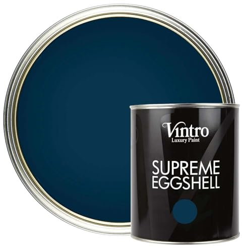 Vintro Paint | Blacky/Blue Eggshell Paint | for Walls | Wood | Trim | Satin Furniture Paint | 1 Litre (Nightfall - Blacky/Blue)