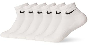 Nike Unisex Everyday Cushioned Training Ankle Socks (6 Pairs), White/Black, X-Large