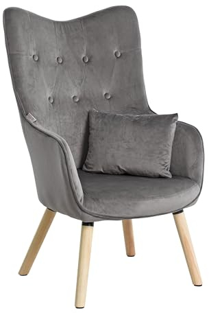ESTEXO Fernsehsessel TV Sessel Lounge Relaxsessel Polstersessel Lesesessel Stoff Kissen Dunkelgrau Samt