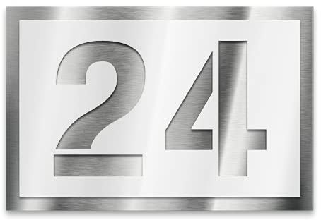 Metzler Hausnummer Edelstahl, individuelles Hausnummernschild in Weiß, Straßenschild mit Hausnummer, V2A-Edelstahl, kratzfest, robust, gebürstet, 3D-Effekt, Made in Germany, Größe: 16 x 11 cm