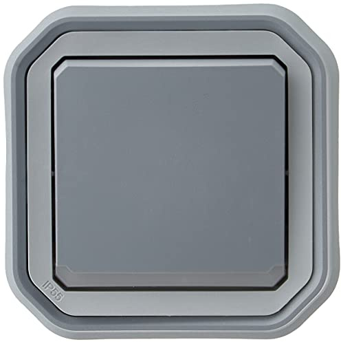 Legrand - Lichtschalter/Wechselschalter, wasserdicht, Plexo 10 A, komplett für Unterputzmontage, mit grauen Krallen