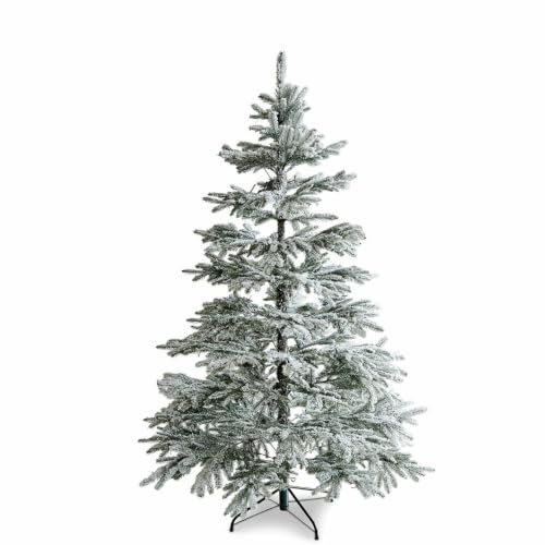 Loberon Weihnachtsbaum Lokossa, individuell biegbare Zweige, Stabiler Eisenständer, Festliche Deko-Tanne, Kunstnadel-Baum, Weihnachtsdeko, Weihnachten, Polyethylen, Eisen, grün/weiß