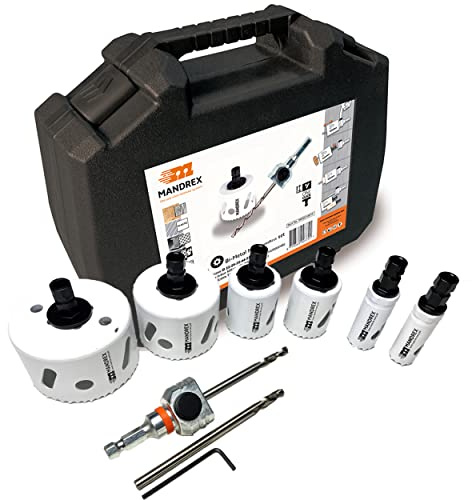 Mandrex | Lochsägen Set MHSE1003K SpeedXcut 10-teilig Bi-Metall 8% Kobaltlegierung, 45 mm Schnitttiefe, für Edelstahl | Ø 19-83mm