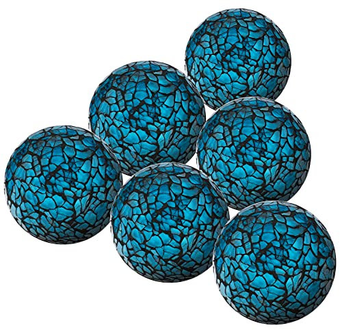 Kepfire Vidrio Esfera 6Pcs/6cm Mosaico Crepitar Orbes Bochas Jarrones Comedor Boda Fiesta ​Decorativo - Azul