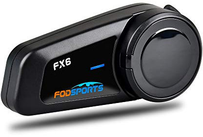 FODSPORTS FX6 Intercomunicador Casco Moto Bluetooth, Manos Libres Moto para 6 Motocicletas, Auriculares Bluetooth Casco con FM Radio/Micrófono Duro y Suave/Impermeabilidad