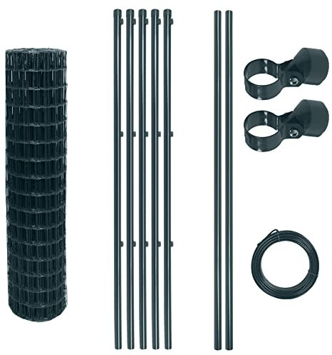 ESTEXO Schweißgitter Gartenzaun Set Komplettset Zaun Gartenzaunset Zaunset Drahtzaun Gitterzaun Anthrazit (1,2 x 10 m)