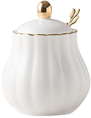 lait Sucrier de couleur unie avec couvercle et cuillère, pot de stockage de sucre en céramique de 300 ml, pot de sucre en porcelaine, for café, restaurant, maison-bleu - pot de 300 ml ( Couleur : Onec