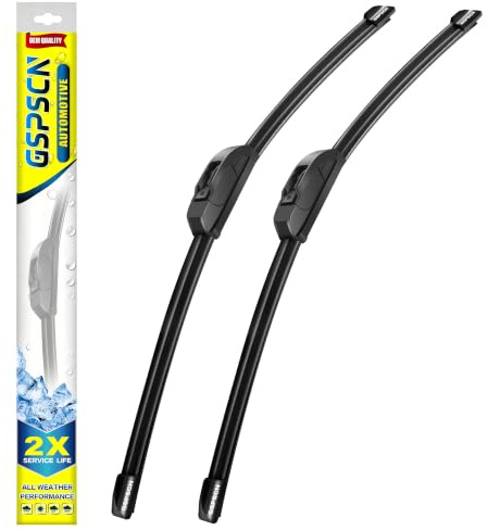 GSPSCN 26''+16'' Metal Base 2X Lifespan Windshield Wiper Blades (Pack of 2)，OEM Quality Premium Original Quiet Wiper Blades，Stable All-Season J Hook Replacement Wipers