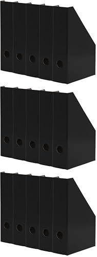 Landre Lot de 15 porte-revues A4 en carton solide Noir 7 cm