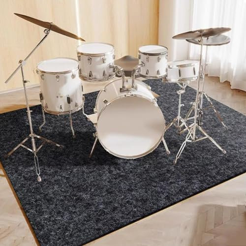Schallschutz Klavier Teppich, Drum-Teppich Schlagzeugteppich, Schallschutzmatte für Bass Drum Snare Rug Elektronische Trommel Jazztrommel Klavier Antivibrationsmat(Size:200x300cm,Color:Dunkelgrau)