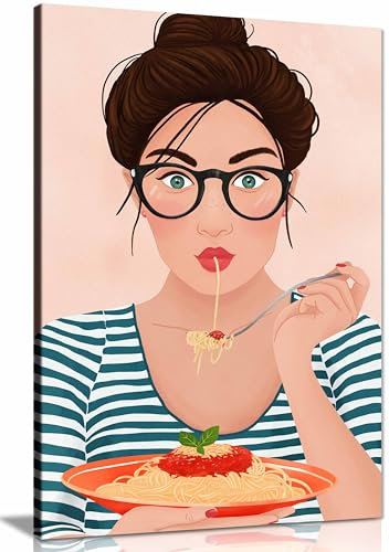 Spaghetti-Leinwanddruck, gerahmt, Wandkunst, Bilder für Heimdekoration, 46 x 31 cm