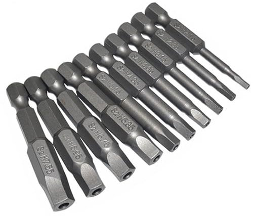 Treki Juego de 10 Brocas Pentagonales Magnéticas de 1/4 Pulgadas con Mango Hexagonal Brocas Pentagonales S2 Taladros de Llave Magnética Punta de Destornillador de Pentagonal H2.15-H7.55