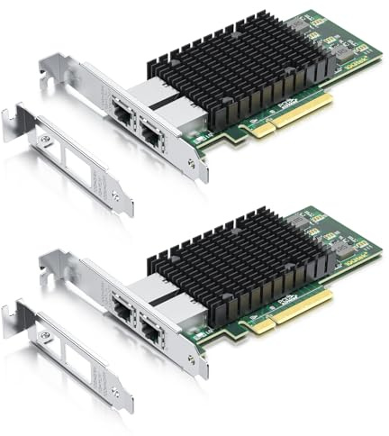 10Gtek [2 Pack] 10Gb PCI-E NIC Network Card, Dual Copper RJ45 Port, with Intel X540 Controller, PCI Express Ethernet LAN Adapter Support Windows Server/Windows/Linux/ESX, Compare to Intel X540-T2