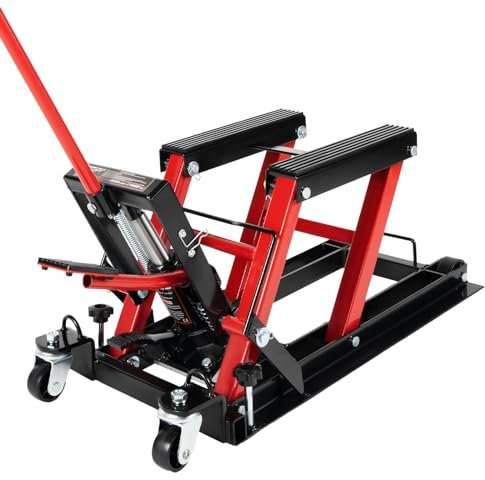 VonVVer Ponte sollevatore moto 115-365 mm – Sollevatore idraulico fino a 680 kg carico di sollevamento cesoie centrale per la manutenzione della moto, supporto di montaggio