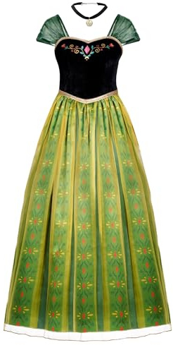 Spooktacular Creations Damen-Prinzessin-Kostüm für Erwachsene, grünes Kleid, Fee mit Halskette für Halloween-Kostüm, Rollenspiel, L