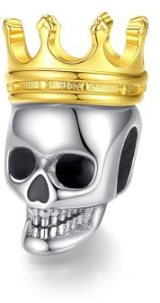 Pendentif en argent sterling 925 avec tête de mort et reine - Mère et fille - Compatible avec les bracelets à breloques Pandora