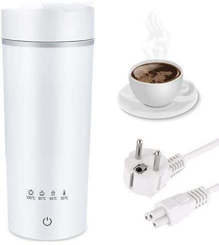 BYZESTY Piccolo Bollitore Portatile da Viaggio, 400 ml, Mini Bollitore Elettrico Portatile, 220 V/300 W, Spegnimento Automatico, Bianco