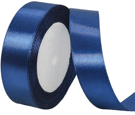 POPOYU Satinband Dunkelblau 25mm,Dunkelblau Band 2.5cm,Dekoration Präsent Geschenkband,23M Geschenkband Schleifenband für Kleid,Hochzeit,Geburtstag Geschenke,Satin Dekoband,Deko Band Geschenkverpack
