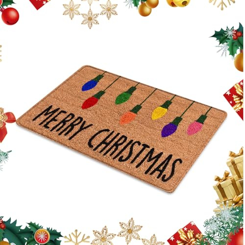 Weihnachten Türmatte Fröhliche Weihnachten Fußmatte 20x31 Zoll Weihnachten Türmatten Outdoor Indoor Anti-Rutsch-Weihnachts-Fußmatte Weihnachten Willkommen Matte für Weihnachten Neujahr Dekorationen