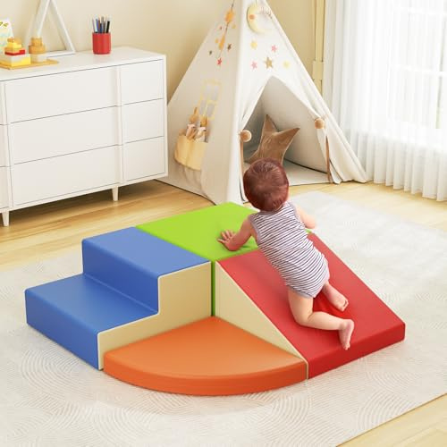 CUPCHID Blocs de Construction en Mousse pour bébé, Blocs de Construction en Mousse géants pour Enfants, Jouets éducatifs préscolaires pour Ramper et Grimper (coloré-5)