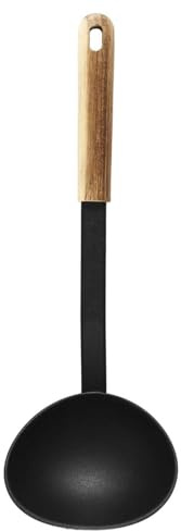 Lily cook Cucharón de PBT con Mango de Madera Ergonómico Negro Blanco | PBT y madera, cucharón, mango de madera, pastelería y cocina, diseño ergonómico, servicio, negro blanco