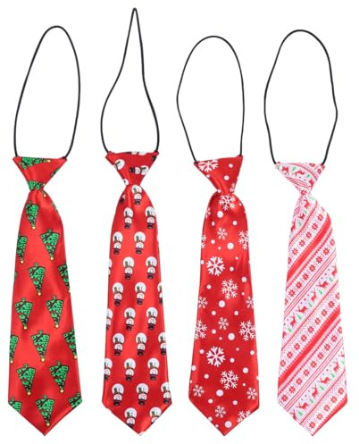 COLLBATH Corbatas Navideñas Para NiñOs Y Niñas De PoliéSter Seda Reutilizables Con Dibujos Animados Accesorios Para Fiestas Y Disfraces NavideñOs Elegantes 16.5 Pulgadas
