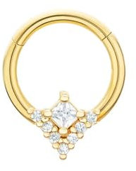 Tolldek 1pcs Nase Nostril Piercing Stecker, 925 Sterling Silber 1.2MM Hoop V Nasenstecker Gold, Nostril Piercing mit Zirkonia Quadrat, Ohr Nasen Piercing für Damen