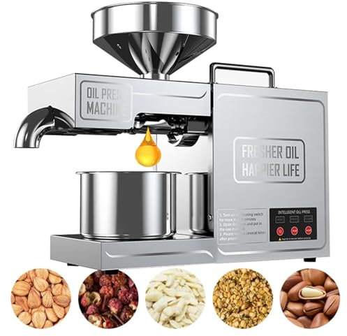 Pressa Per Olio, Estrattore Automatico Dell'Olio Per La Cucina Domestica Commerciale, 3-5 Kg/H Ad Alta Resa Di Olio, Macchina Per L'Estrazione Dell'Olio In Acciaio Inossidabile A Freddo E Caldo