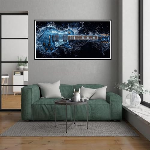 Gitarre Malen Nach Zahlen Erwachsene, malen nach zahlen kinder Kunst DIY Handgemalt Ölgemälde Kit für anfänger und Erwachsene Mit 3 Pinseln und acrylfarbe, Herbst deko Schlafzimmer, 100x200cm