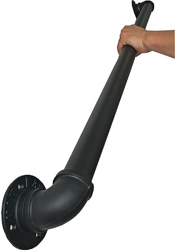 Parete in ferro nero da 5 m per scale, ringhiera industriale rustica con supporto di montaggio facile da installare, ideale per gradini esterni/interni, portico e binario di sicurezza per terrazze