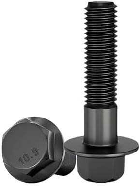 20Pcs Tornillos Brida Hexagonal M6*35 Acero Aleado Rosca Parcial Grado10.9 | Cuenta con acabado negro, tornillo de alta resistencia para fijaciones mecánicas y montajes industriales.