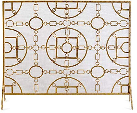 CCKUYT Kaminschutzgitter/Funkenschutz Europäischer Retro-Schmiedeeisen-Kamin-Bar-Trennwand Feuerwand Gold Kaminzaun-BildschirmSchwarzer Funkenschutz Feuer