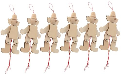 KOMBIUDA 6stücke Holzclownpuppe DIY-marionettenspielzeug Zugpuppe Unfertige Holzclownpuppe für Junge Mädchen Geburtstagsfeiern Theaterstücke Holzmarionettenpuppe Clownmarionettenspielzeug