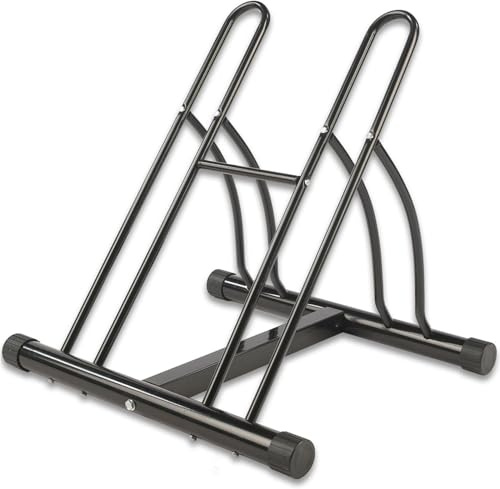 MantraRaj Double Heavy Duty Twin Bike Bicycle Floor Parking Stand Holder Storage Rack - Reversible Mountain Bikes Kids Indoor Outdoor Home Garage Shed