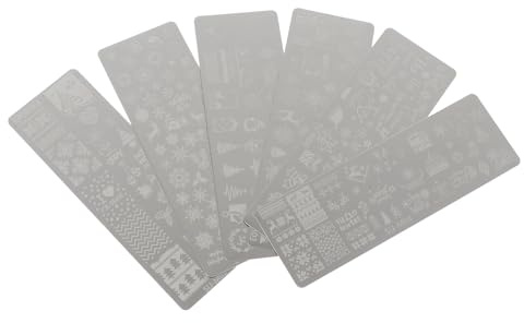 VALICLUD Lot de 6 Plaques D’Estampage pour Ongles de Noël en Acier Inoxydable Modèles Flocon et Renne Tampons Réutilisables pour Manucure Festive Pochoirs Précis pour Nail Art Hiver