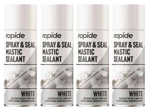 PRICE BEATER Spray & Seal Mastic Sealant, Eradicates Stains & Blemishes, Powerful Solution, Effortless Cleaning, Multi-Surface Primer, Ideal for Roofs, Windows & Gutters, White, 300ml (4 pcs)