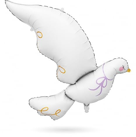 ALEGRE® Taufe Deko, XXL Taube Folienballon Kommunion Ballon, Deko Taufe Junge Mädchen, Taube Luftballons Kommunion für Taufdeko, Hochzeit Luftballon Konfirmation, Hochzeitsdeko, Feier Dekorativer
