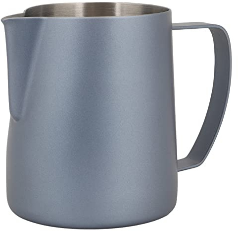 Aramox Pichet à Mousse de Lait en Acier Inoxydable 304, Pichet à café à la Vapeur, Bec Double en V de 700 Ml, Corps profilé, Poignée Large pour Latte Art Home Cafe Barista (BLUE)