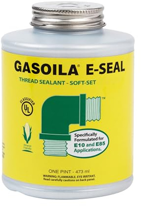 Gasoila Thread Sealant for Ethanol E10 & E85 Applications – Non-Hardening, Non-Toxic, Opaque Dark Green Paste – USA-Made, 1 Pint – Ideal for Pipe Threads, Motors, Fuel Lines & More – Brush in Cap
