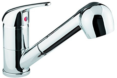 ADOB Rubinetto da cucina a bassa pressione con doccetta estraibile, cromato, 39517