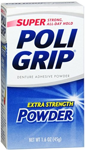 SUPER POLIGRIP Extra Strength Denture Adhesive Powder 1.60 oz (Pack of 9)