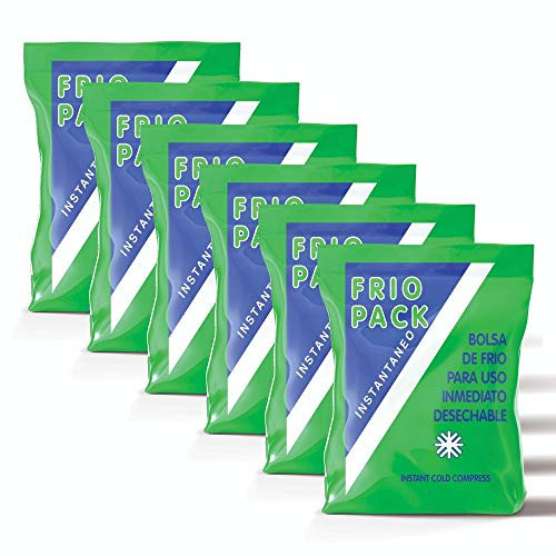 PRACTICOSA Bolsa de Frío Instantáneo. Bolsa Higiénica de Un Solo Uso. Sensación Rápida e Inmediata para uso externo. Compresas de Frío Multiusos. 14x23 cm. 6 Unidades