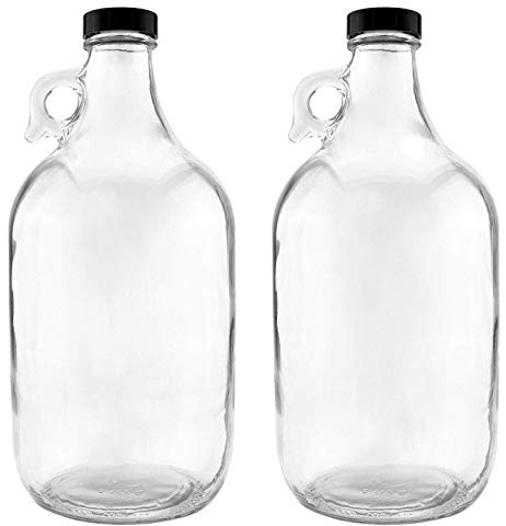 nicebottles Glass Handled Jugs, Half-Gallon, Clear, Pack of 2