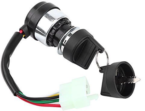 Keenso Interruptor de Llave de Encendido de 5 Pines y 5 Pines, Interruptor de Llave de Encendido de plástico y Metal Negro Premiun Instalación fácil