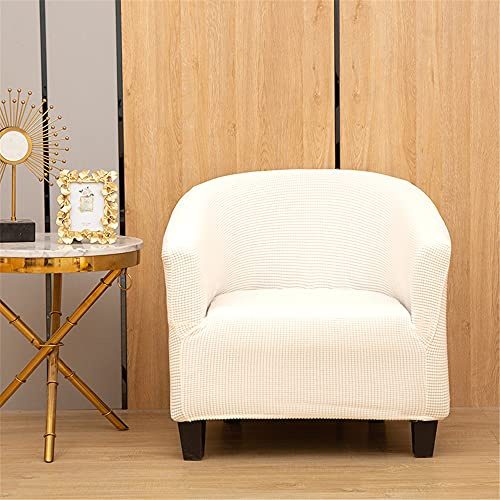 Highdi Sesselschoner Hoch Stretch Sesselhussen, Club Chair Schonbezug Einfarbig Jacquard Sofabezug Sofaüberwurf für Clubsessel Loungesessel Cocktailsessel (Weiß)